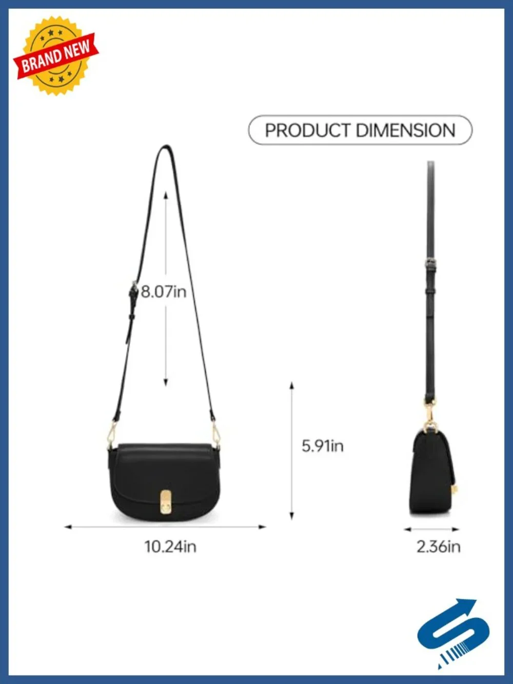 Vegan PU Leather Crossbody Bag with Adjustable Strap Satchel Handbag